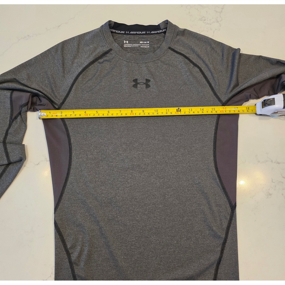 Under Armour HeatGear Compression Mens Medium Gray Long Sleeve Shirt - Picture 4 of 7